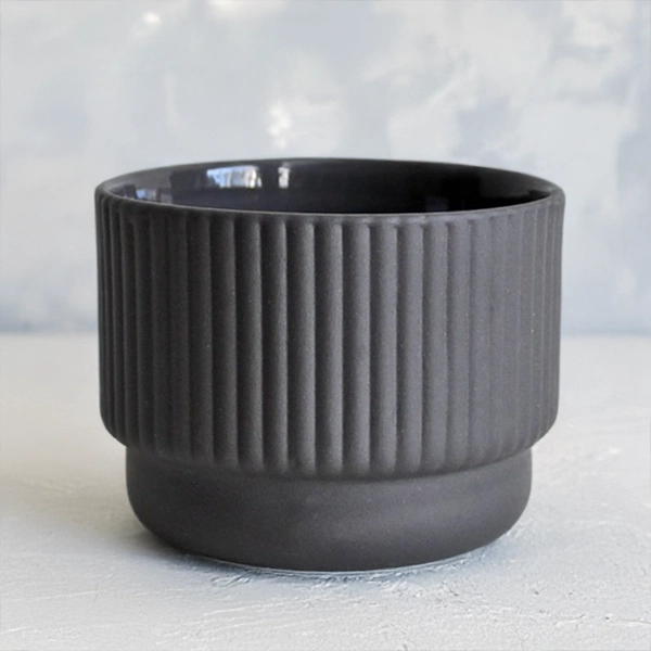 Archive Studio ribbed dark grey cappuccino mug