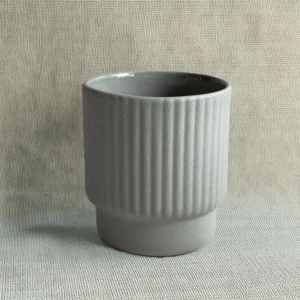 espresso cup ribbed light grey