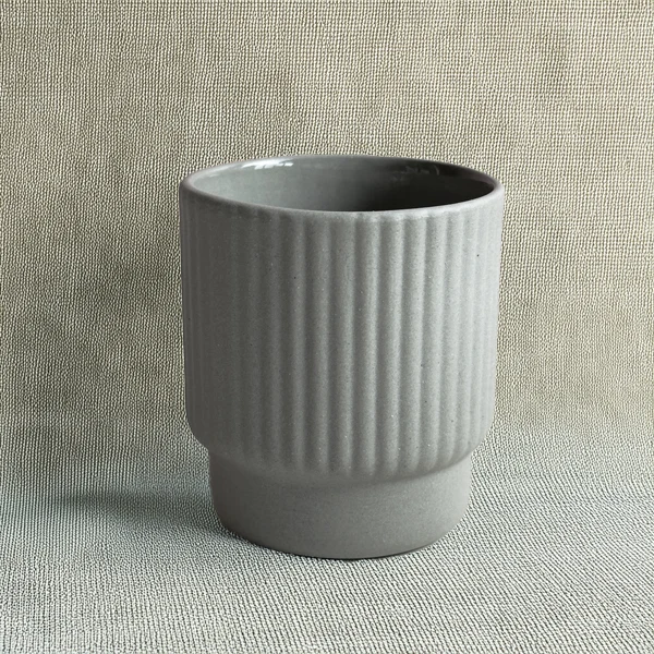 espresso cup ribbed light grey