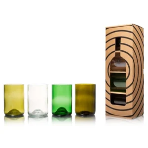 Rebottled reclaimed wine bottle tumblers multi color 4pack