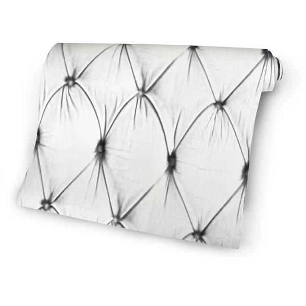 White Chesterfield Button Back Wallpaper - Image 2