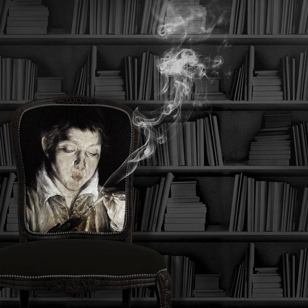Bookshelf wallpaper black - Mineheart