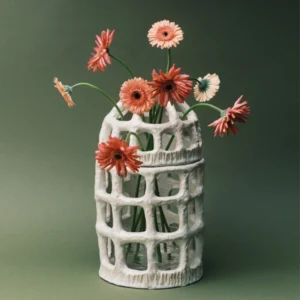 Pique Fleurs White Rosie Vase